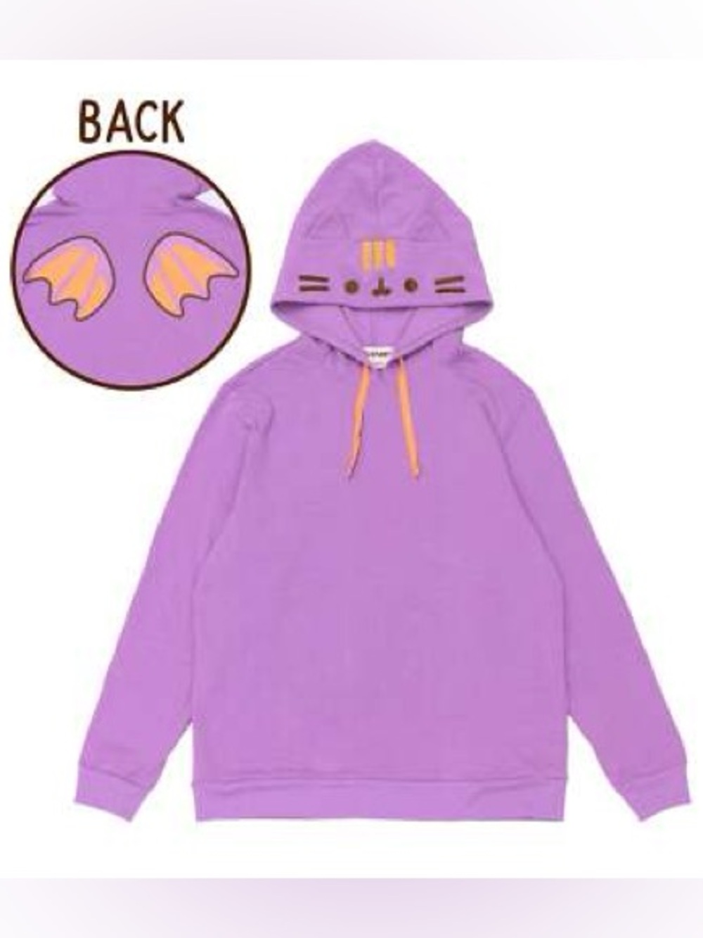 Pusheen NWT Purple Dragon Hoodie With Cat Ears & Embroidered Kitty Face Size XL